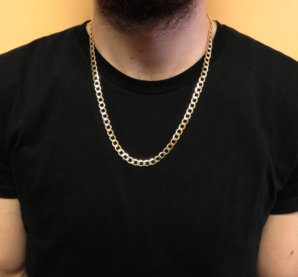 10k yellow gold hollow cuban link chain 20-30 inch 7.5mm