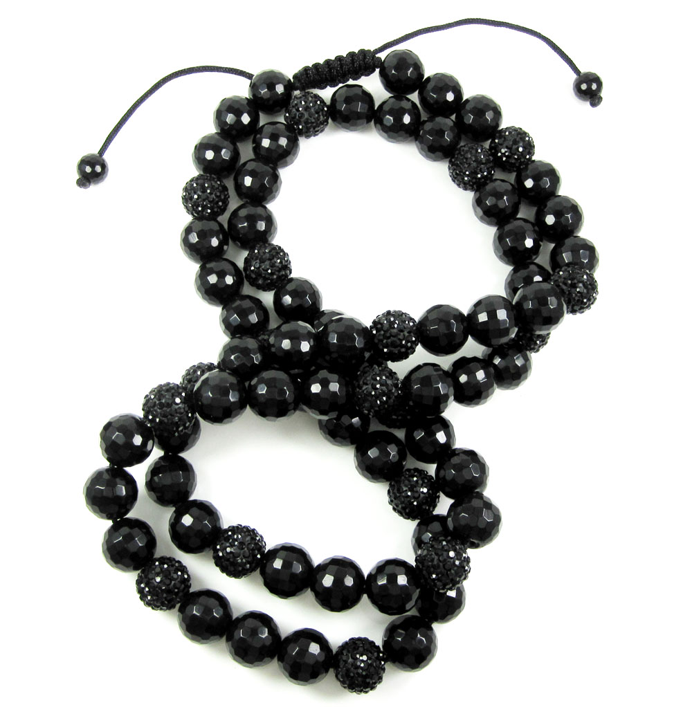 Buy Black Rhinestone Macramé Black Onyx Faceted Bead Chain 17.00ct ...