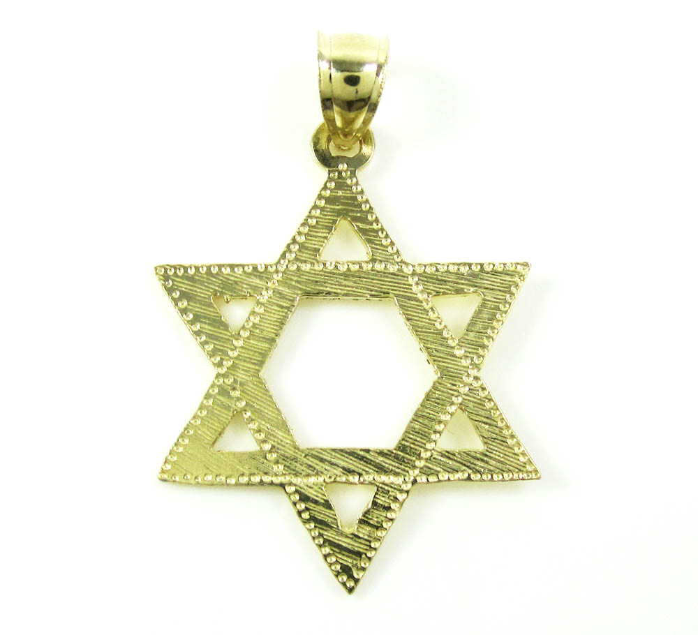 10k yellow gold diamond cut star of david pendant 