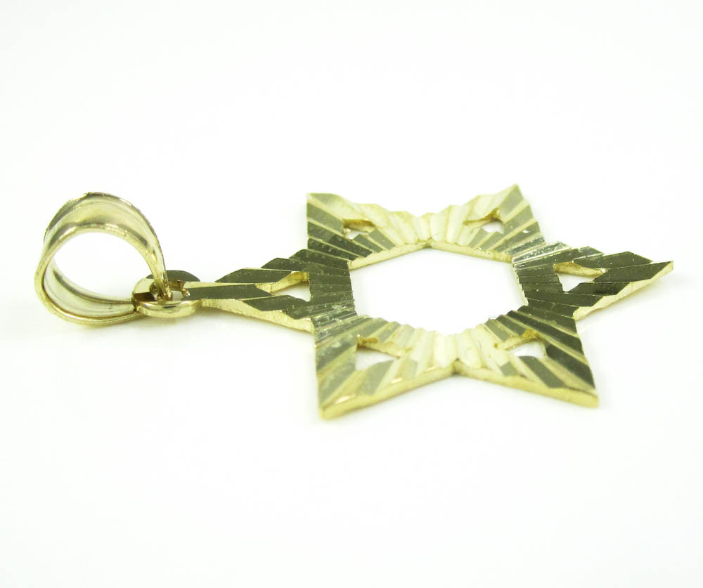 10k yellow gold diamond cut star of david pendant 