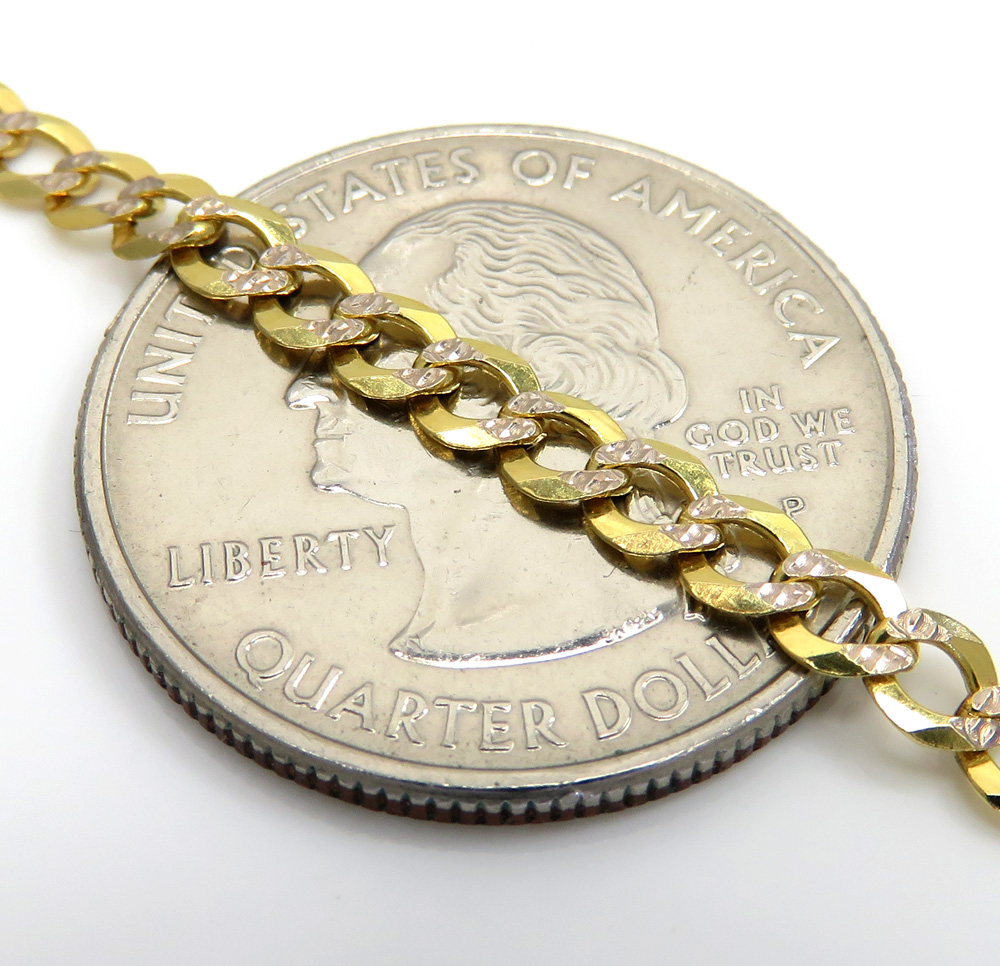 10k yellow gold diamond cut cuban link chain 18-26 inch 3.75mm