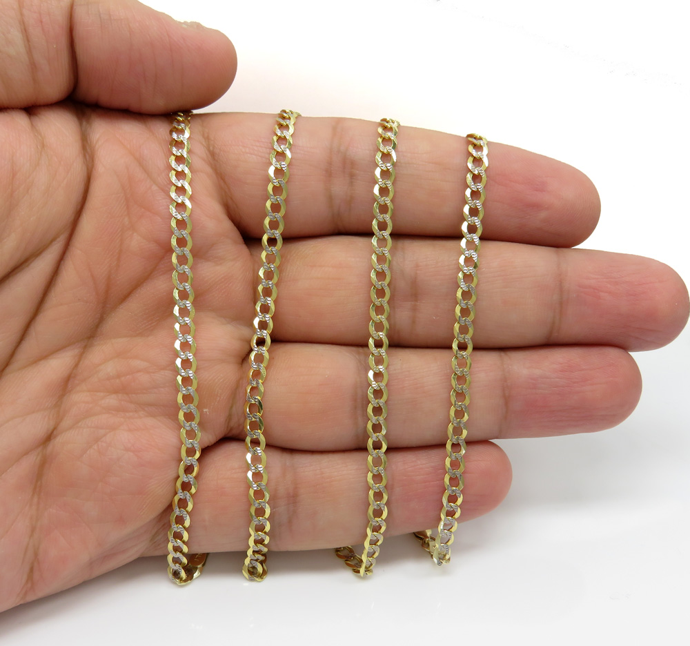 10k yellow gold diamond cut cuban link chain 18-26 inch 3.75mm - Image 4