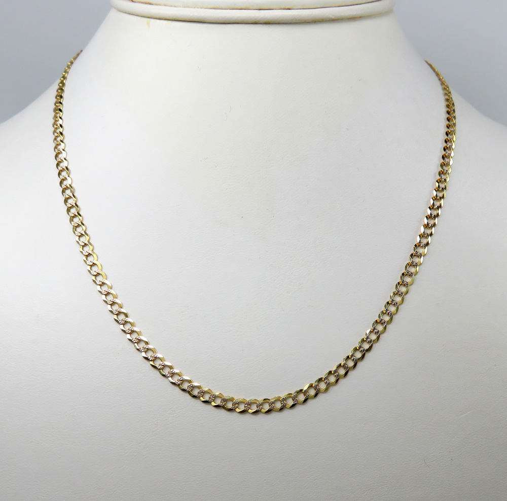 10k yellow gold diamond cut cuban link chain 18-26 inch 3.75mm