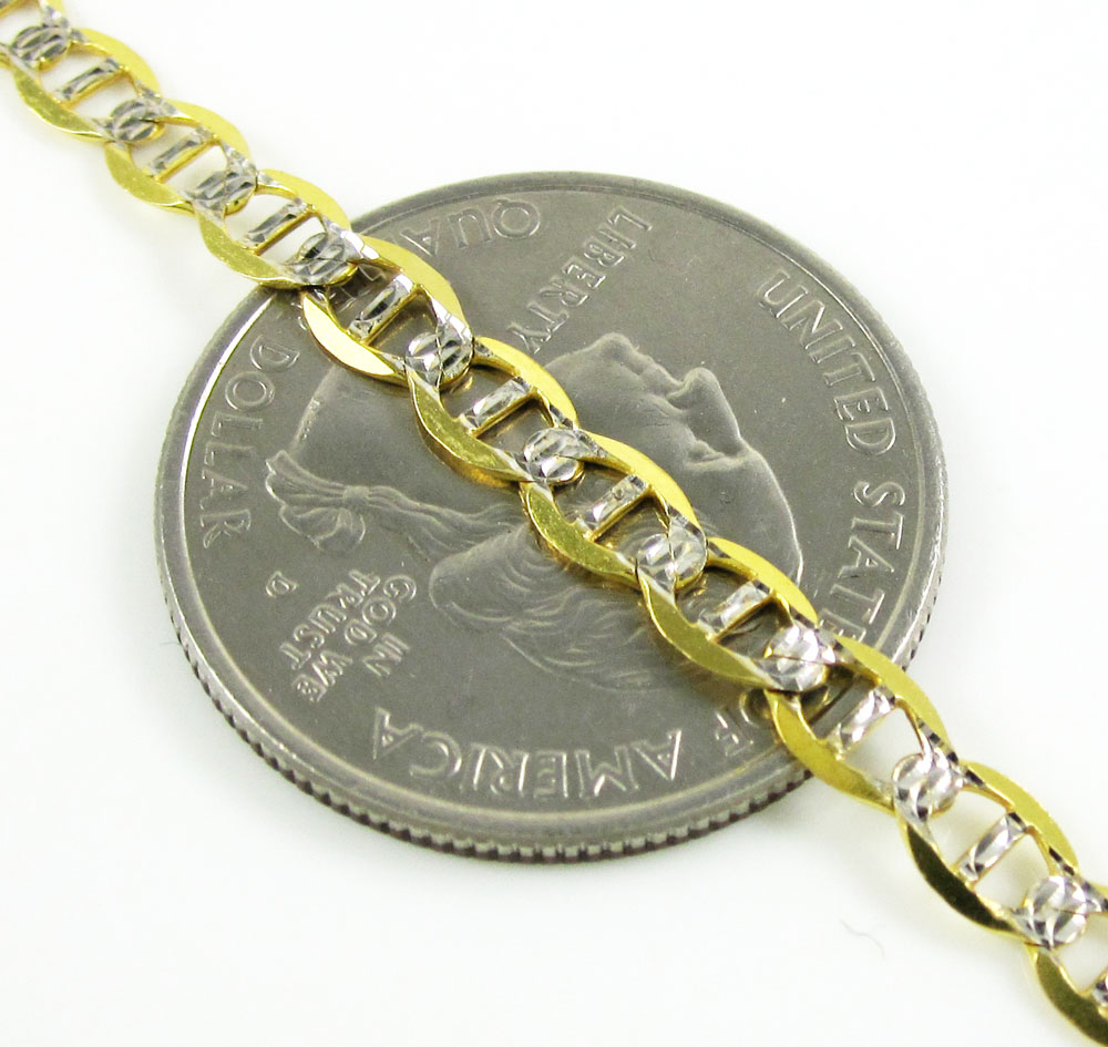 10k yellow gold diamond cut mariner link chain 18-26 inch 4mm
