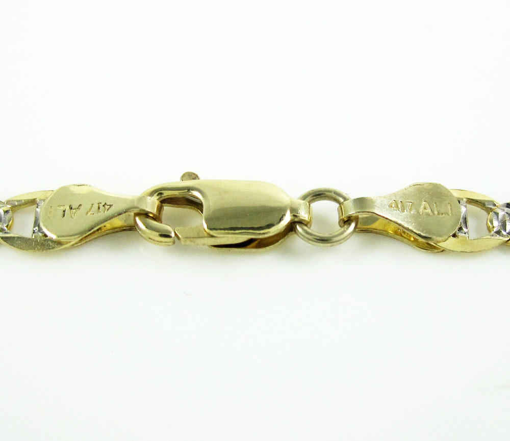 10k yellow gold diamond cut mariner link chain 18-26 inch 4mm