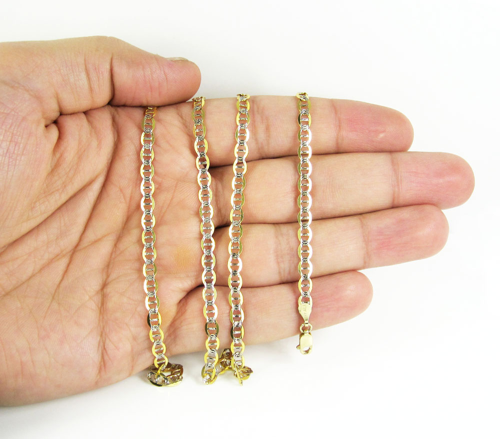 10k yellow gold diamond cut mariner link chain 18-26 inch 4mm