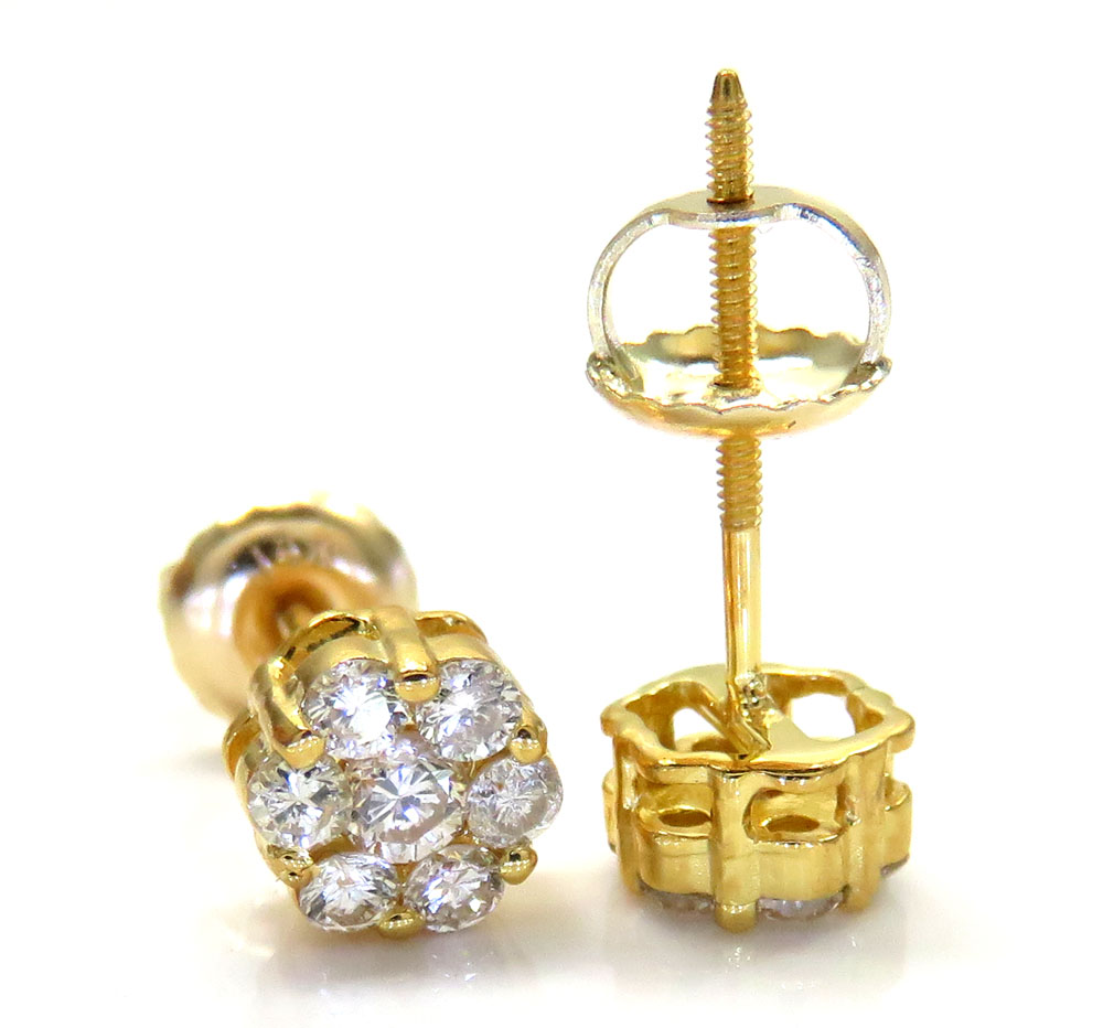 5mm 14k yellow white or rose gold diamond cluster earrings 0.50ct - Image 2