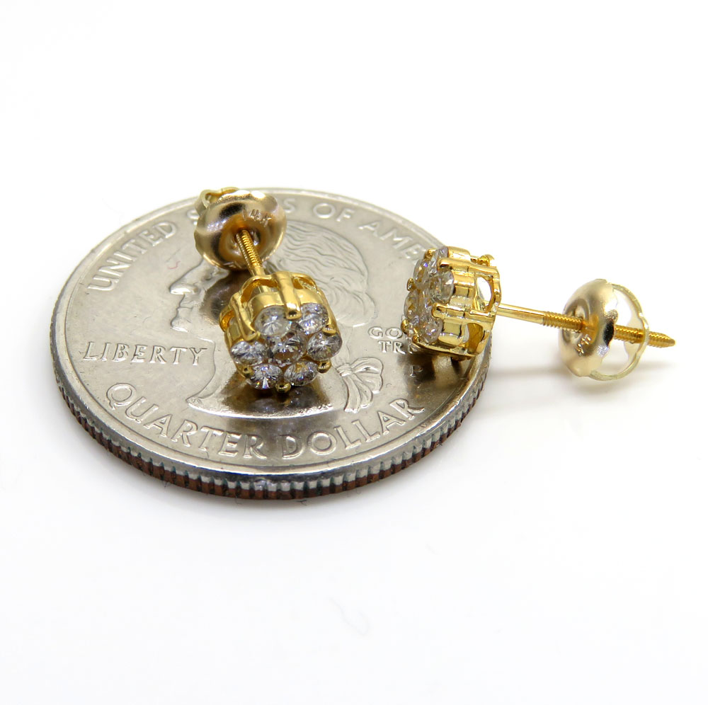 5mm 14k yellow white or rose gold diamond cluster earrings 0.50ct