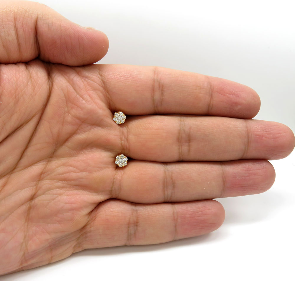 5mm 14k yellow white or rose gold diamond cluster earrings 0.50ct - Image 4