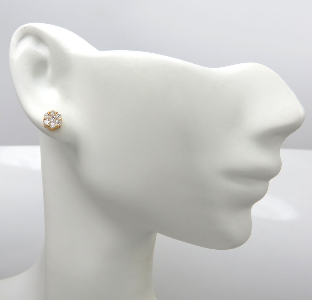 5mm 14k yellow white or rose gold diamond cluster earrings 0.50ct