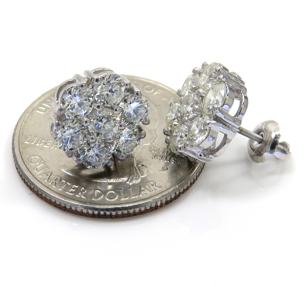 14k gold 20 pointer diamond large cluster earrings 10.30mm 2.90ct