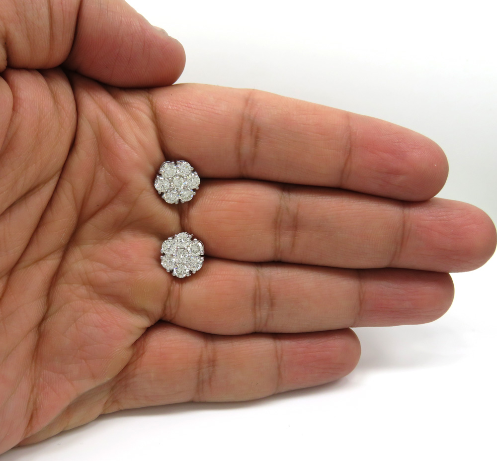 14k gold 20 pointer diamond large cluster earrings 10.30mm 2.90ct - Image 4