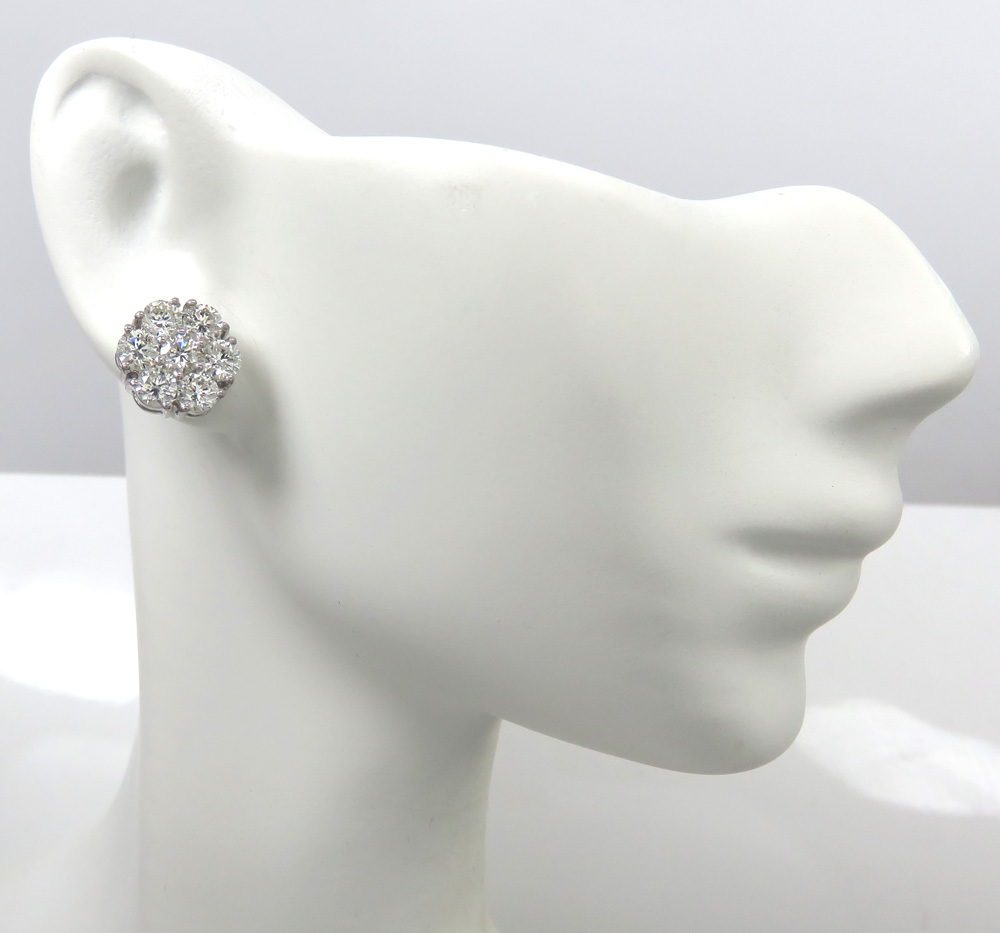 14k gold 20 pointer diamond large cluster earrings 10.30mm 2.90ct - Image 5