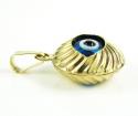 14k yellow gold diamond cut blue evil eye charm
