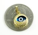 14k yellow gold diamond cut blue evil eye charm