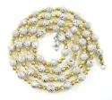 925 tri color silver diamond cut bead chain 24 inch 6mm