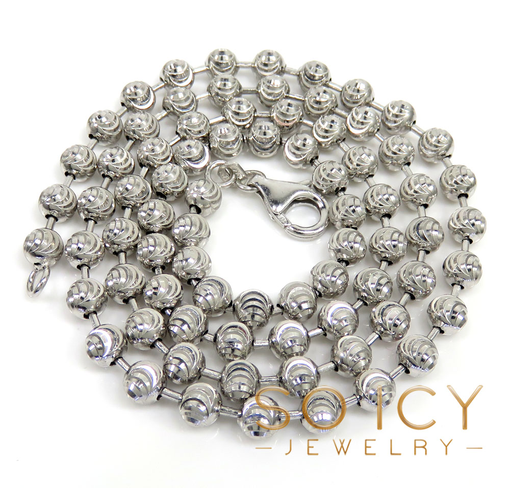 925 white sterling silver diamond cut bead chain 30 inch 5mm