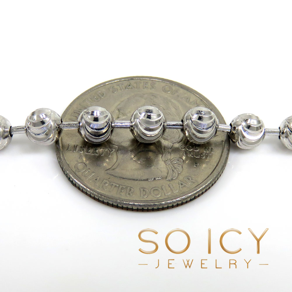 925 white sterling silver moon cut bead chain 18-30