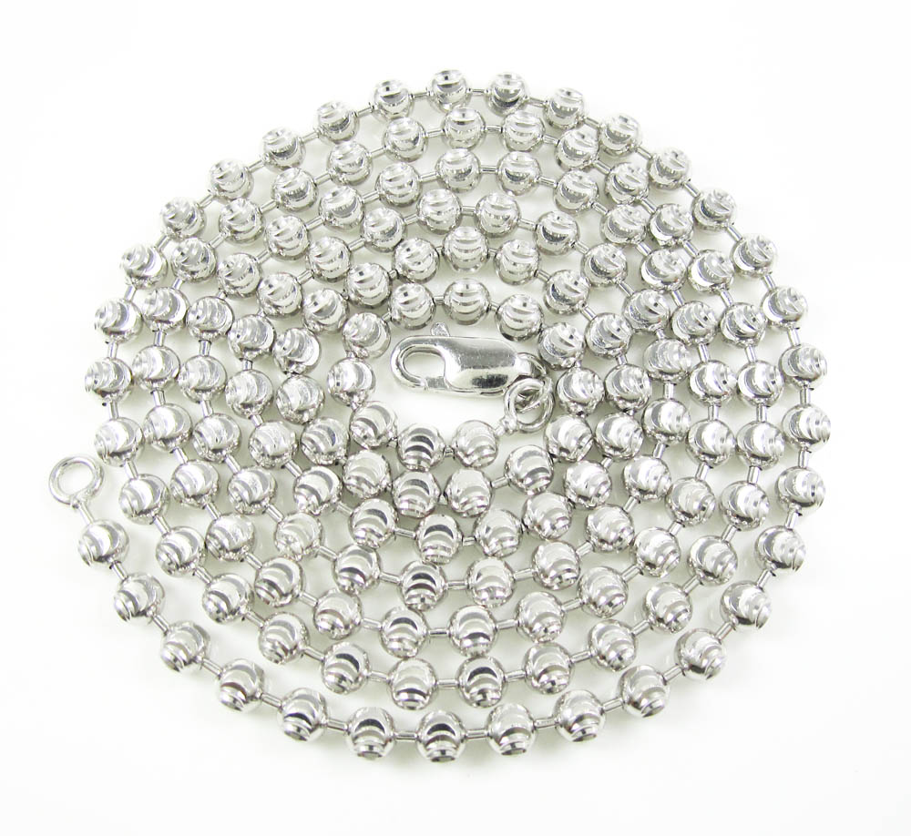 925 white sterling silver diamond cut bead chain 30 inch 4mm