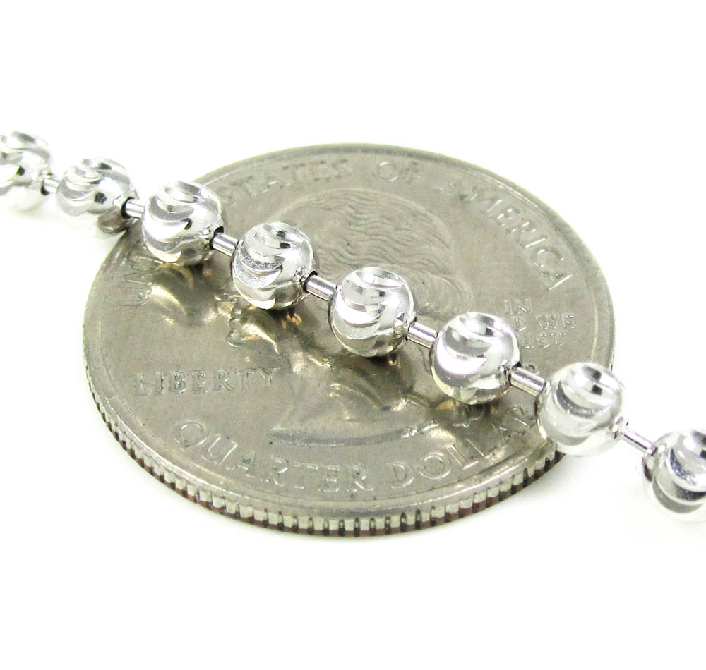 925 white sterling silver diamond cut bead chain 30 inch 4mm