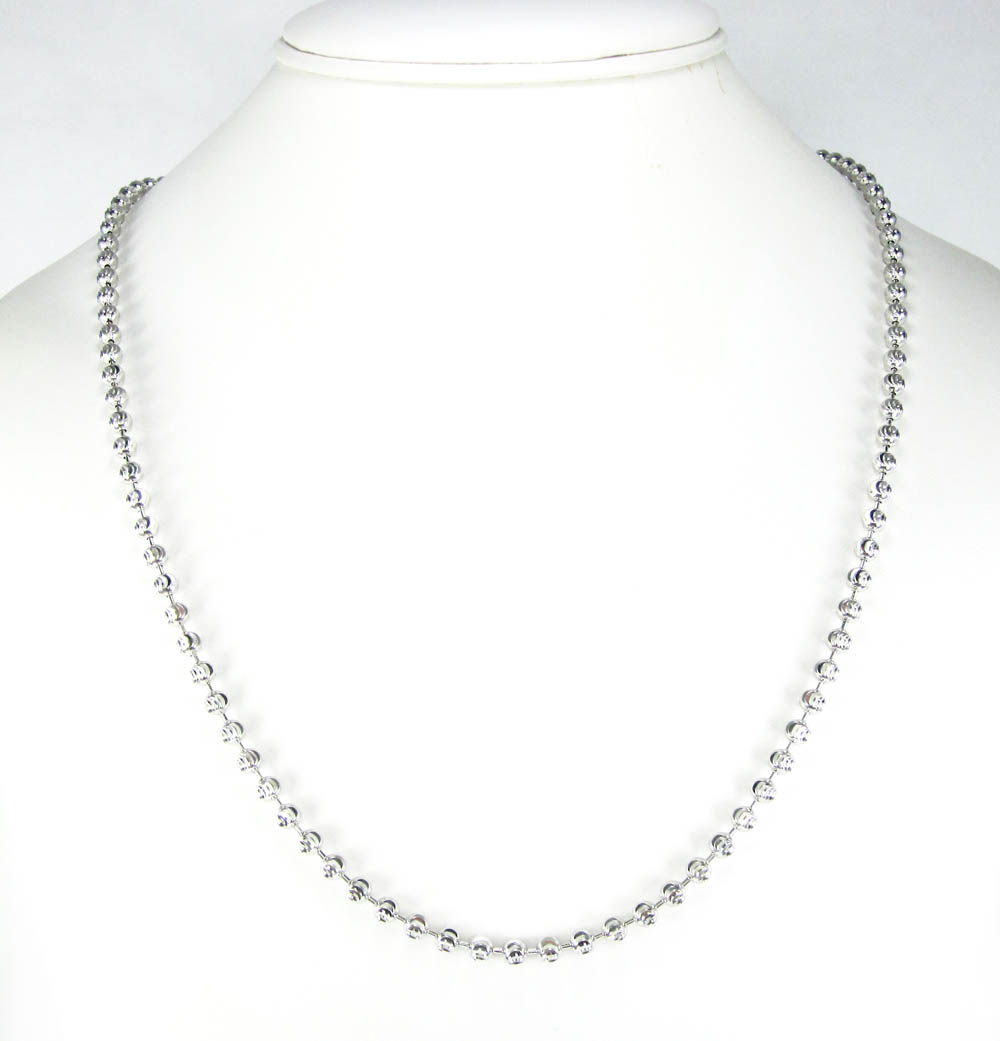 925 white sterling silver diamond cut bead chain 30 inch 4mm