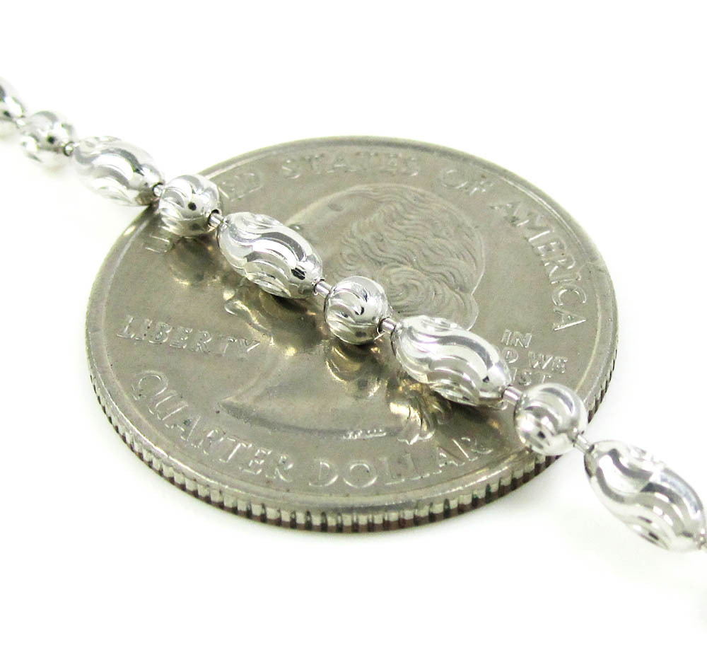 925 white sterling silver diamond cut bead chain 24 inch 3mm