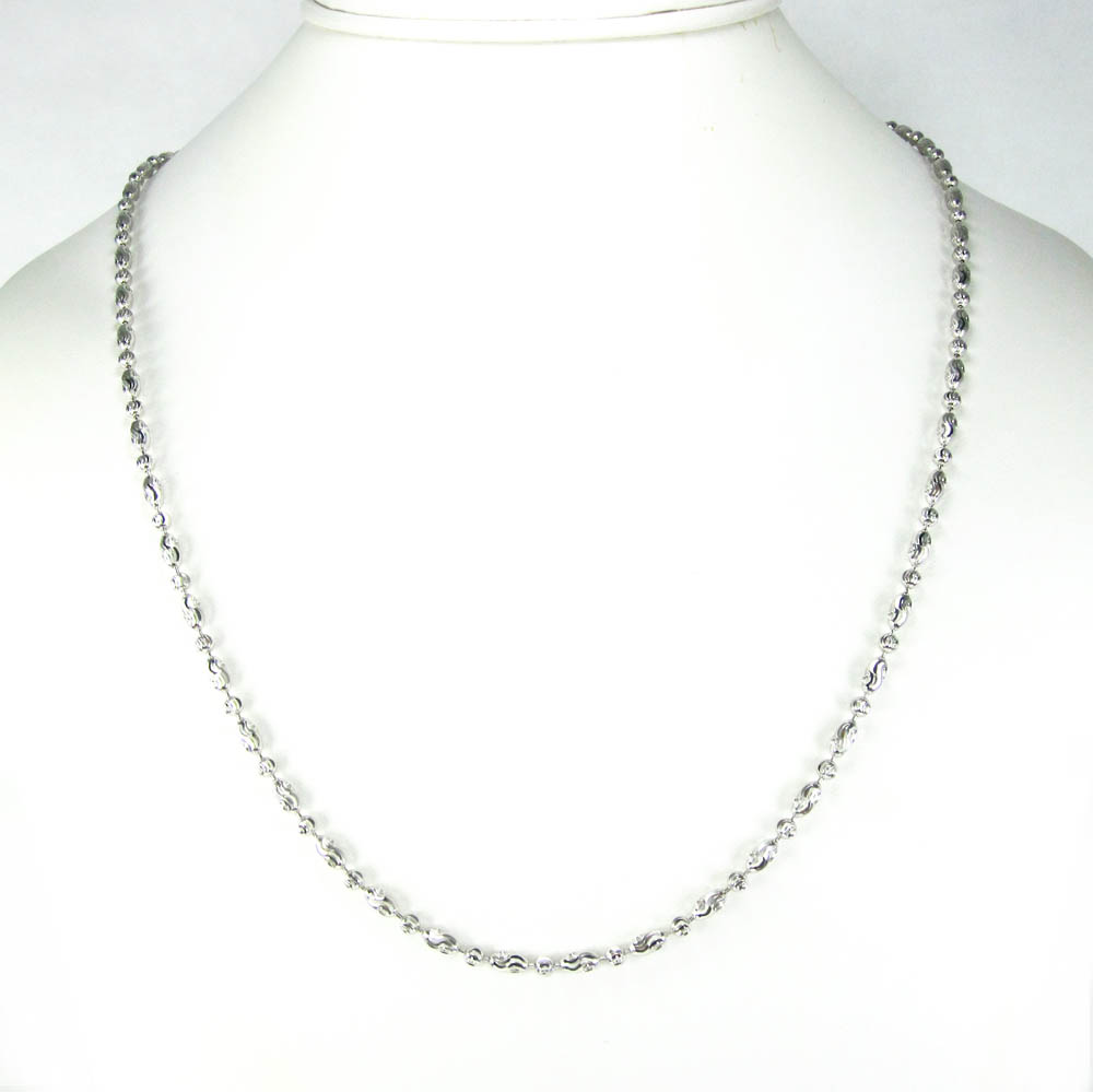 925 white sterling silver diamond cut bead chain 24 inch 3mm