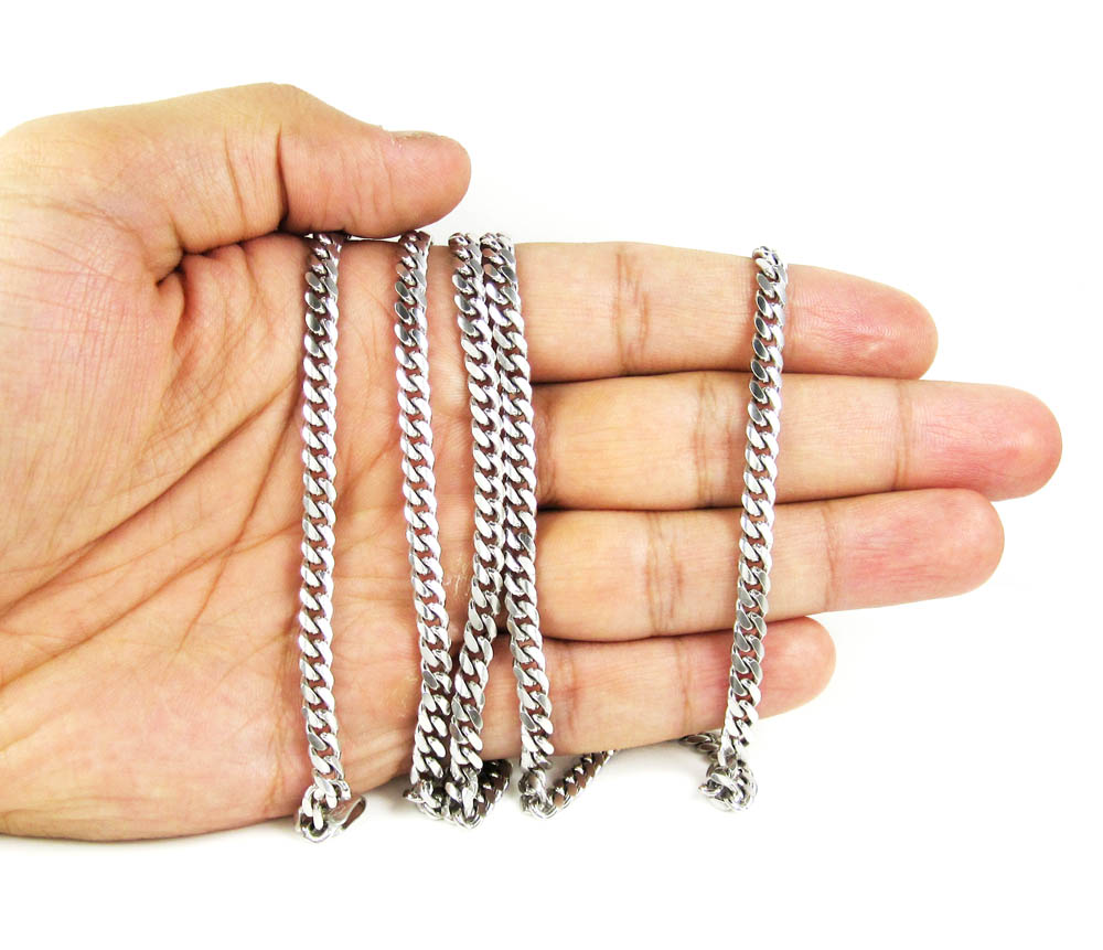 10k white gold miami link chain 22-26 inch 5.40mm