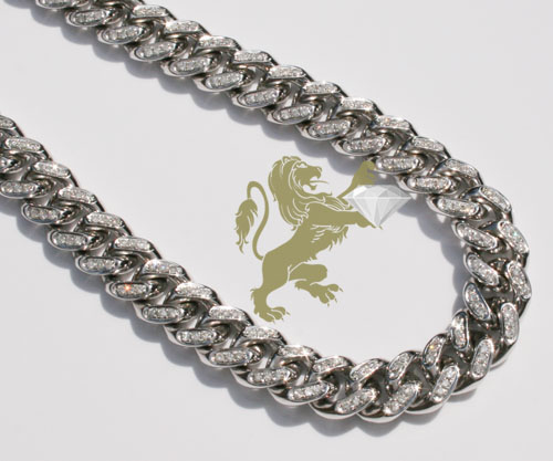 12.00ct 10k white gold diamond miami link 10mm chain 20-26