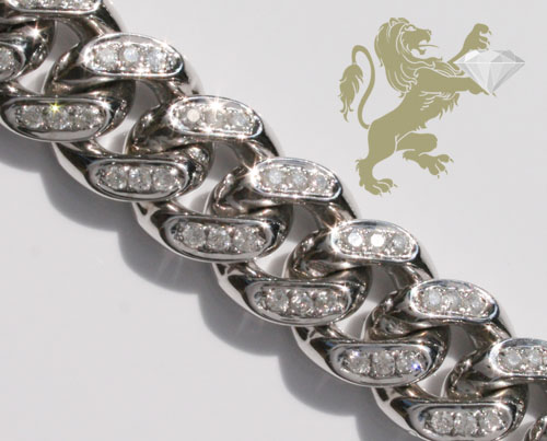 12.00ct 10k white gold diamond miami link 10mm chain 20-26
