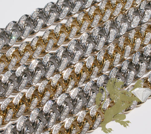 12.00ct 10k white gold diamond miami link 10mm chain 20-26