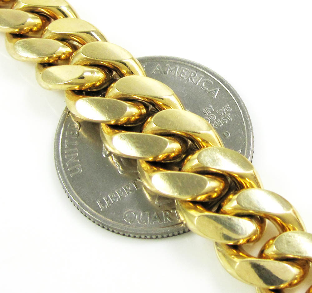 10k yellow gold thick miami link chain 20-40 inch 10.5mm