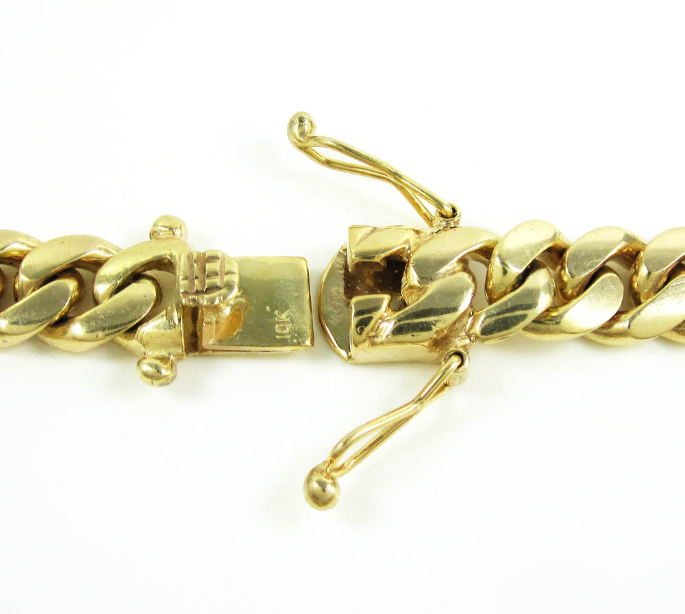 10k yellow gold thick miami link chain 20-40 inch 10.5mm