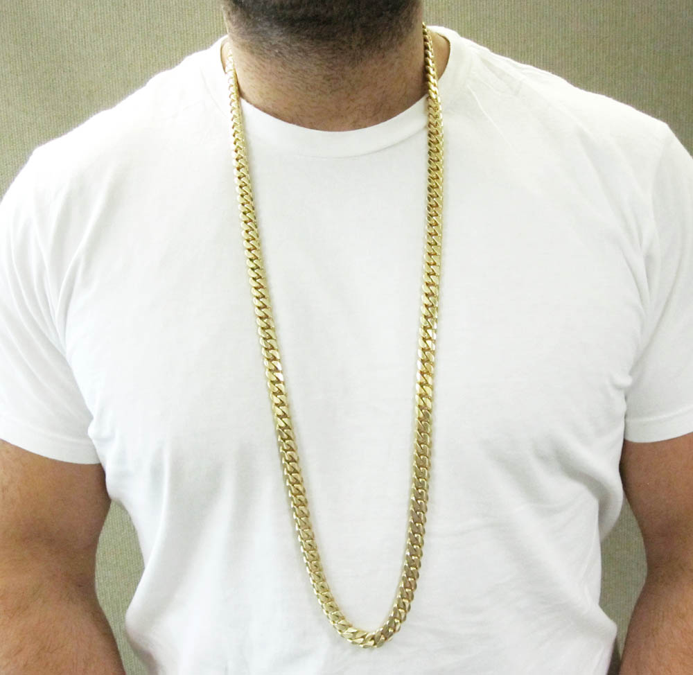 10k yellow gold thick miami link chain 20-40 inch 10.5mm - Image 5