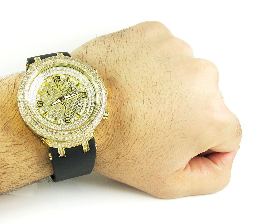 Joe rodeo master yellow iced out diamond watch jjm68 6.50ct