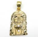 10k yellow or two tone gold diamond cut small jesus face pendant
