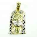 10k yellow or two tone gold diamond cut small jesus face pendant