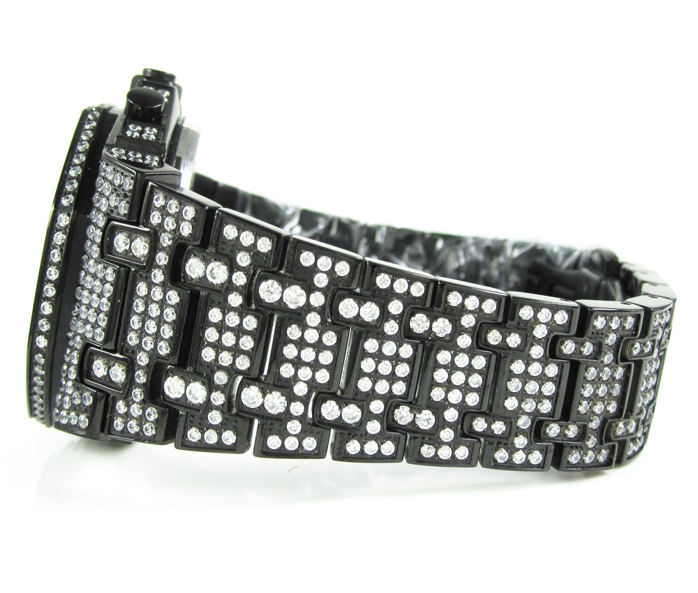 Jojino black steel iced out cz watch 20.00ct - Image 3