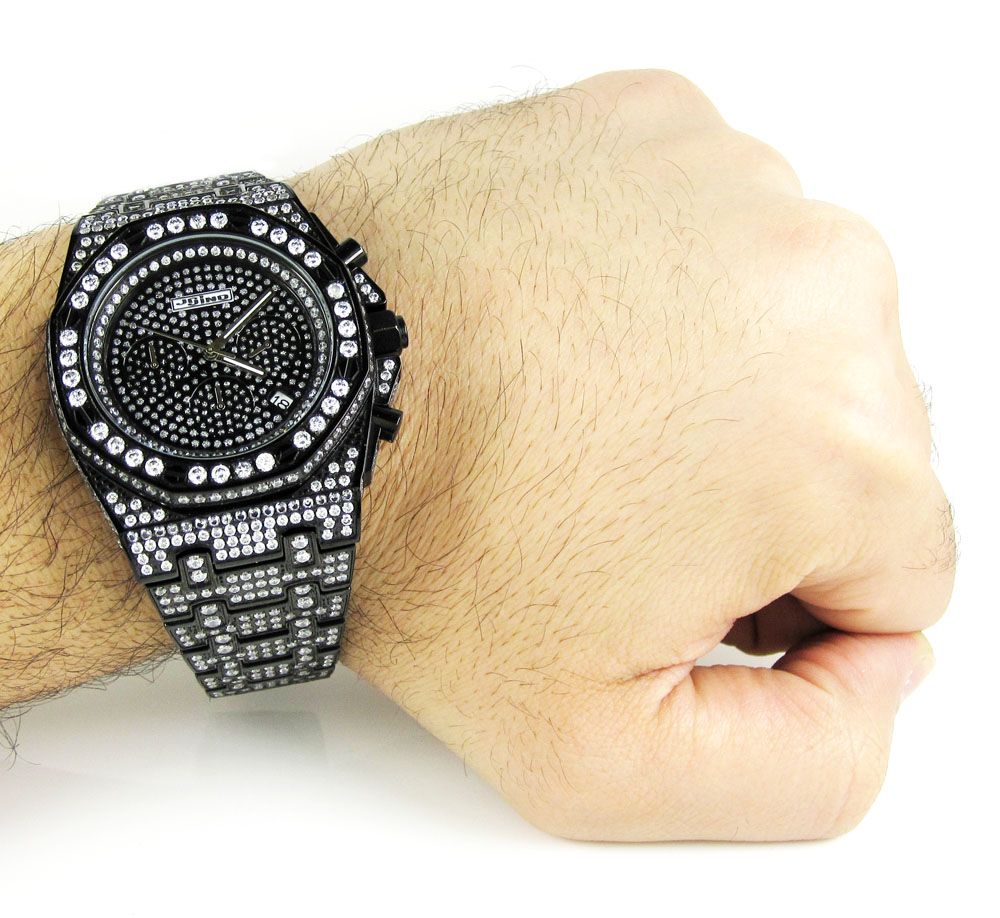 Jojino black steel iced out cz watch 20.00ct - Image 5