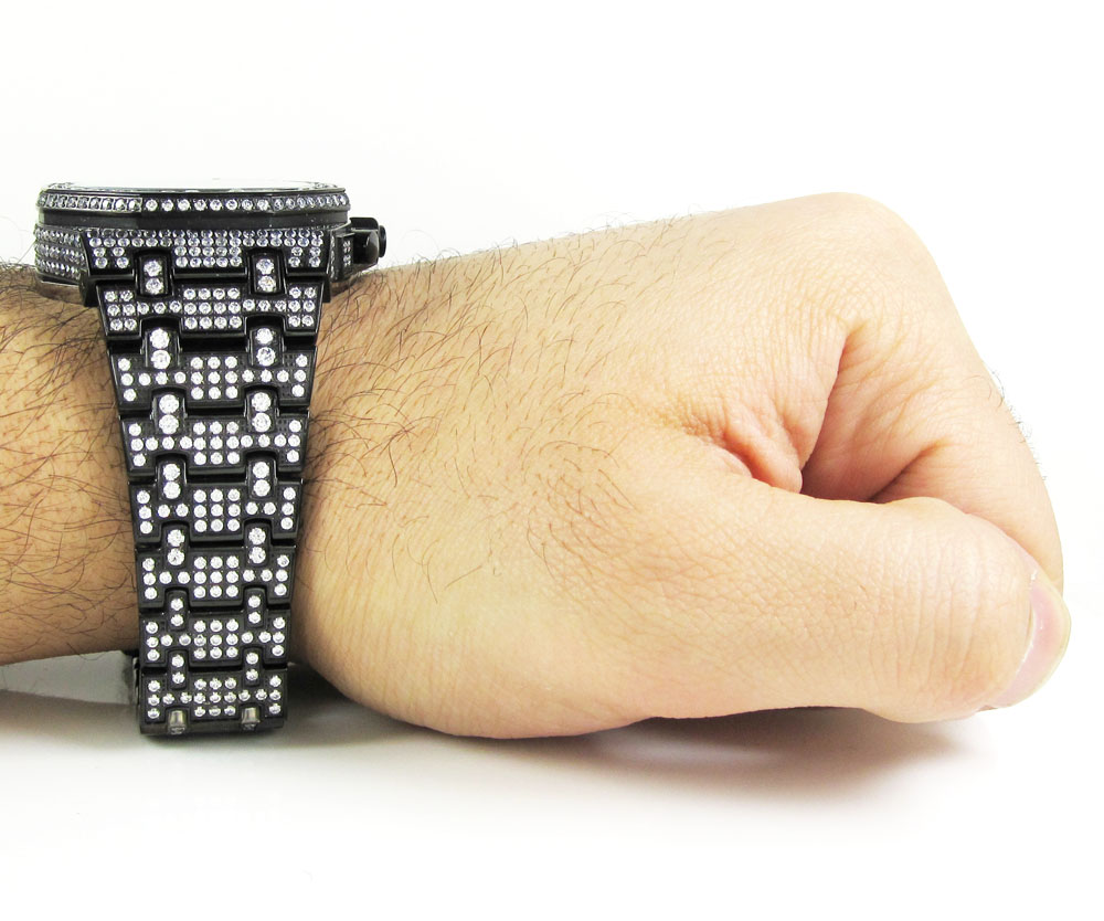 Jojino black steel iced out cz watch 20.00ct - Image 6