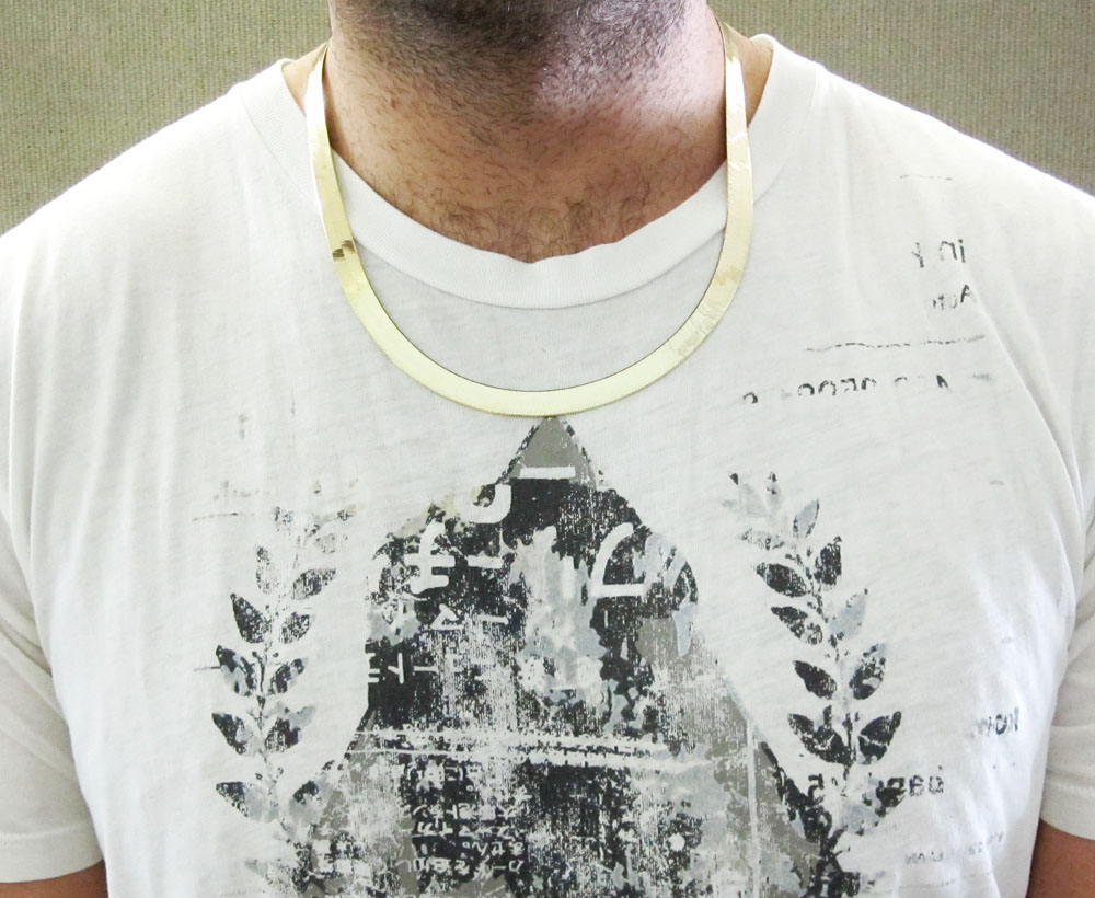 10k yellow gold herringbone chain 22-24 inch 6.5mm - Image 5