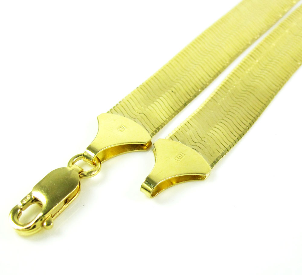 10k yellow gold herringbone chain 24 inch 7.75mm