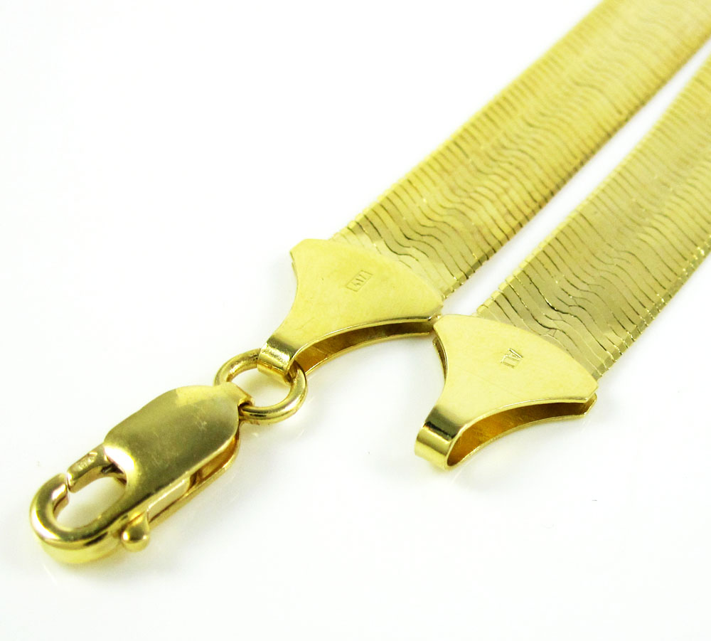 10k yellow gold herringbone chain 20-24 inch 5mm - Image 3