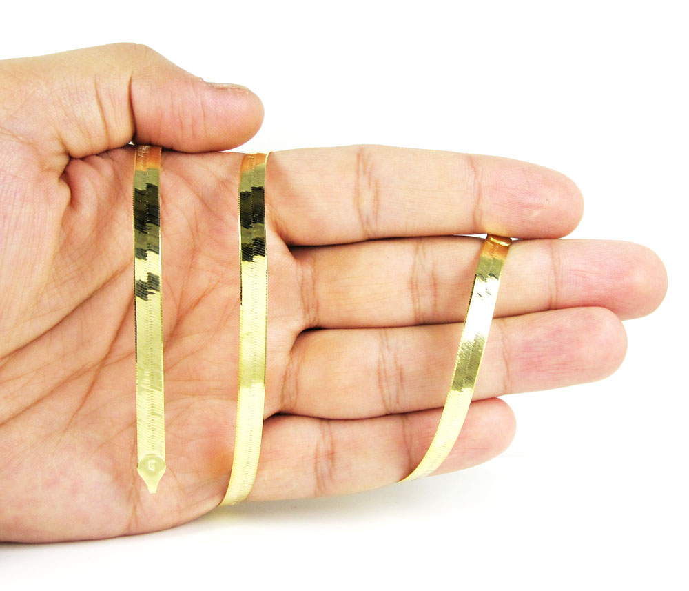 10k yellow gold herringbone chain 20-24 inch 5mm - Image 5