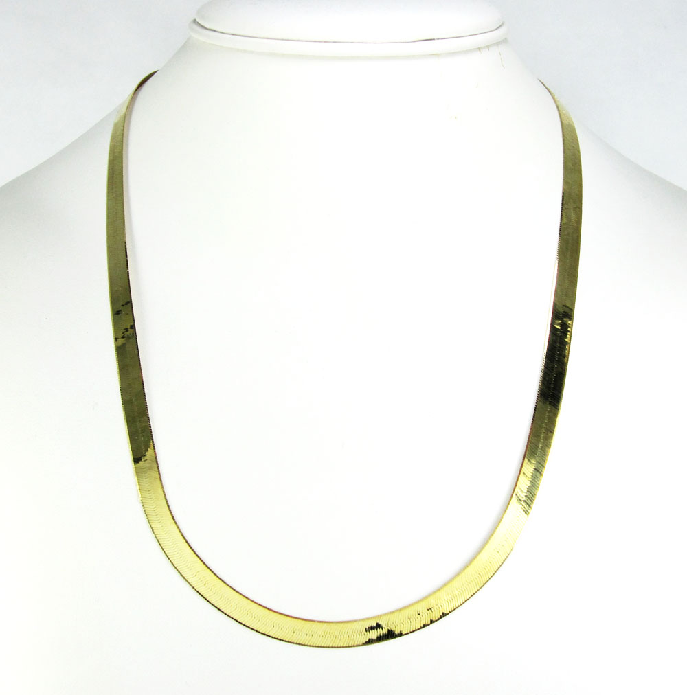10k yellow gold herringbone chain 20-24 inch 5mm - Image 6