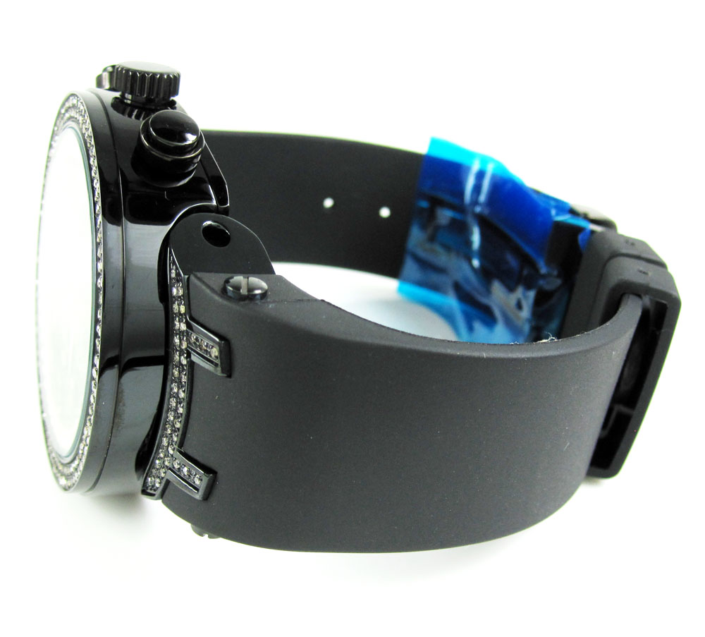Mens joe rodeo black stainless steel diamond master watch 2.20ct jjm85