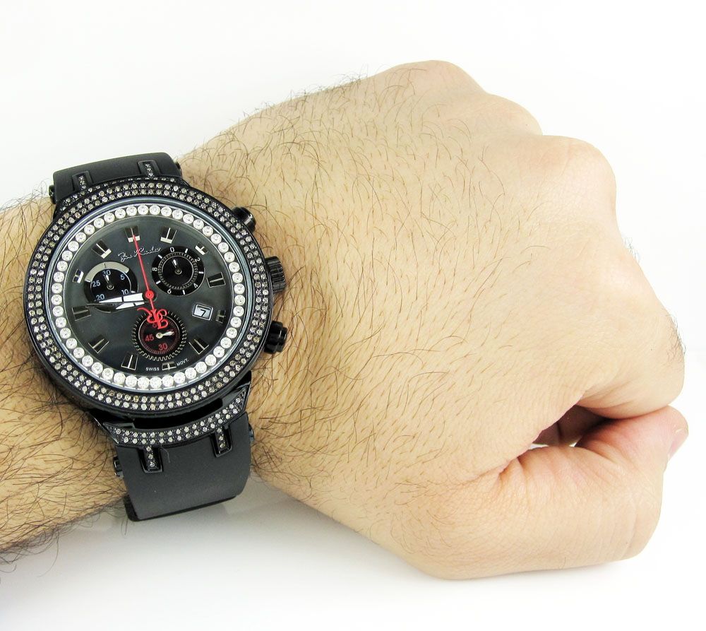 Mens joe rodeo black stainless steel diamond master watch 2.20ct jjm85