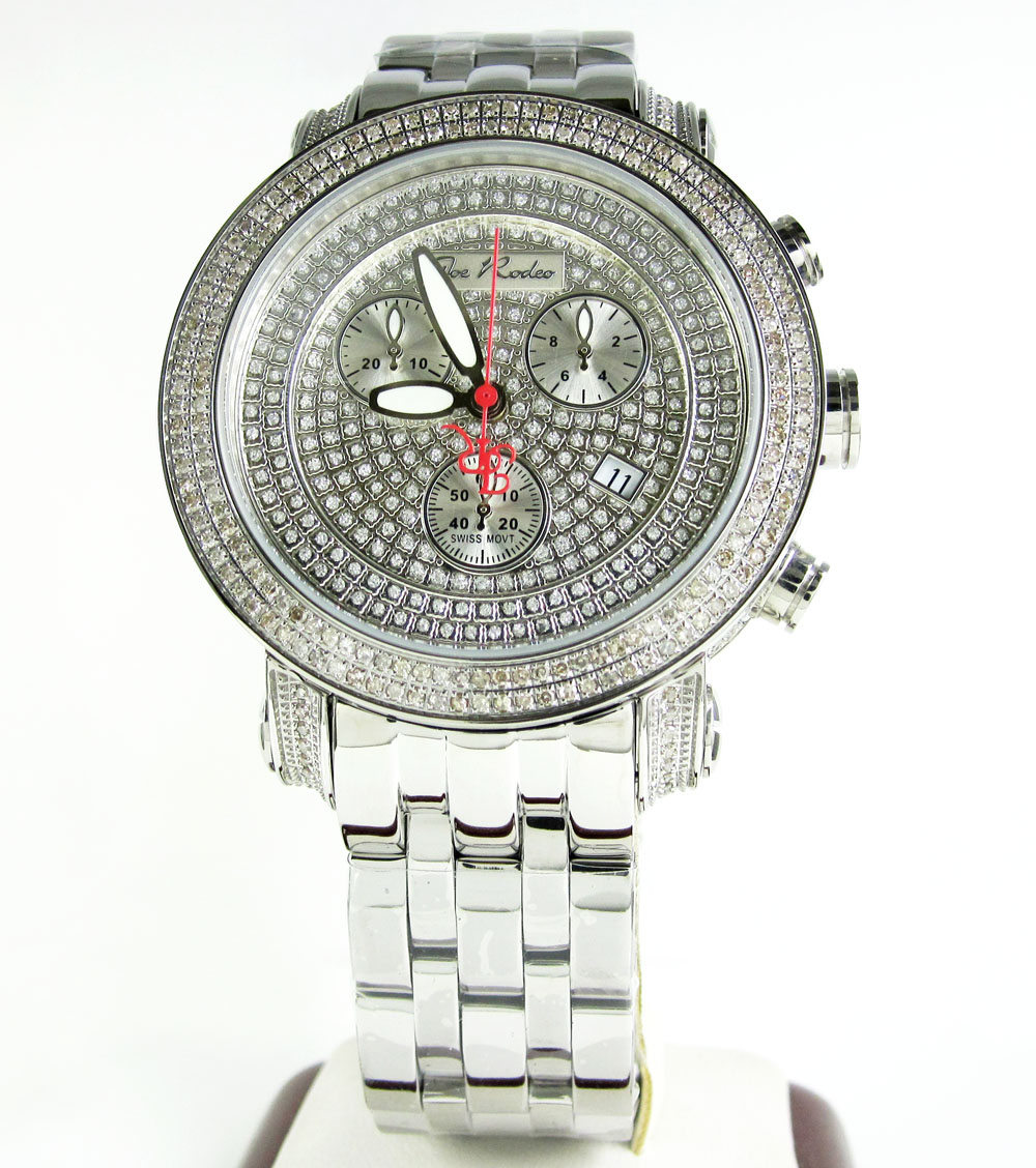 Mens joe rodeo white stainless steel diamond classic watch 3.50ct jcl50 - Image 2