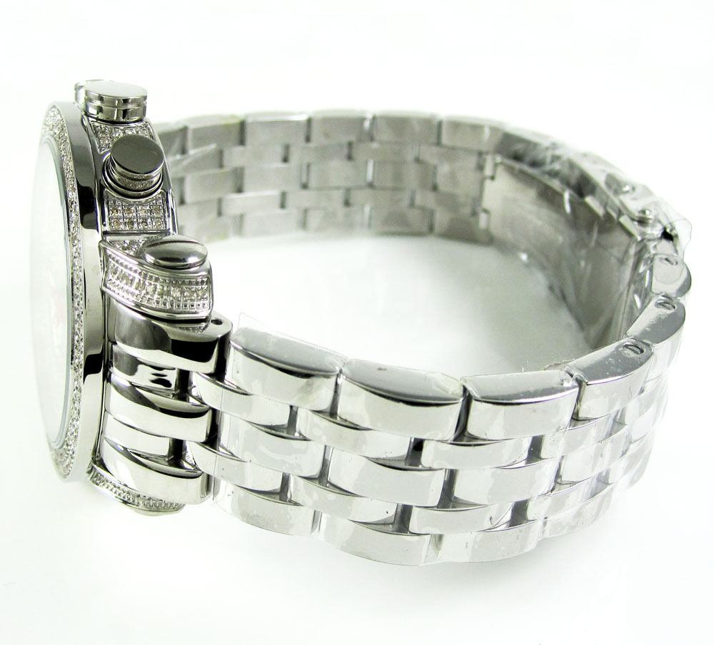Mens joe rodeo white stainless steel diamond classic watch 3.50ct jcl50