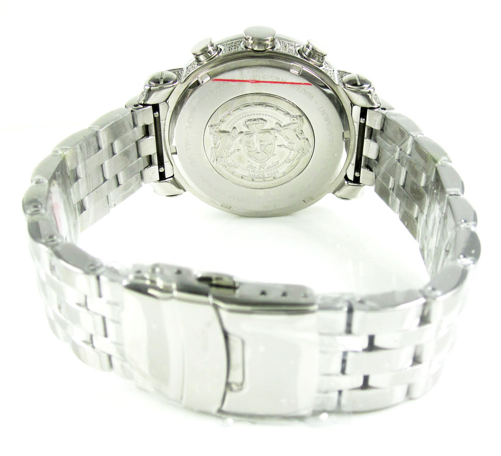 Mens joe rodeo white stainless steel diamond classic watch 3.50ct jcl50